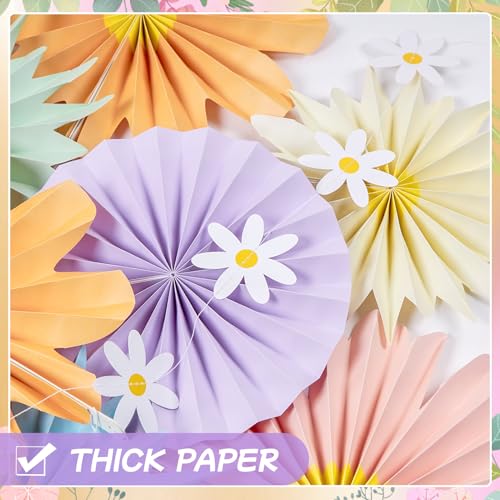 Paper Jazz 12pcs Pastel Paper Flower Decorations - Daisy Paper Fan Backdrop for Birthday Party, Baby Shower, Wedding, Spring & Summer Events,Spring Hanging Flower for Classroom Garden - color: pastel