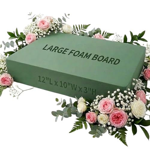 FLOFARE Floral Foam Base 12"L x 10"W x 3"H, Large Floral Foam Block for Fresh and Artificial Flower Arrangement Supplies for Arts, Crafts, Office Decor, Home Decor, Wedding Decor and Party - size: Large floral foam board