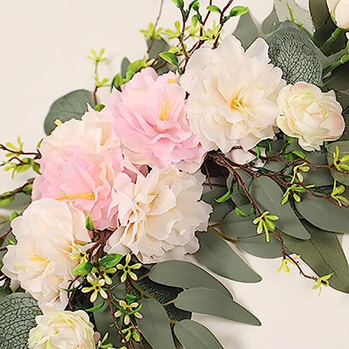 GOLDY&WENDY Wedding Welcome Sign Flower Swag (Pack of 2) for Wedding Party Reception Entrance Welcome Sign Artificial Silk Flowers Wall Hanging Ornament Decor - color: B1-pink Peony
