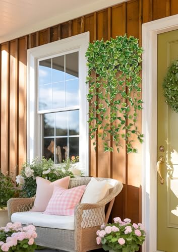 Hollyone 2pcs Artificial Hanging Plants 31" Fake Ivy Vine Faux Ivy Leaves Hanging Plant Greenery for Wall House Room Patio Indoor Outdoor Home Shelf Office Wedding Decor - color: Ivy-style 1, size: Small Ivy-2 Pack