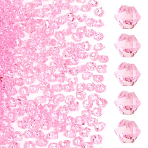 500 Pcs Fake Ice,11 * 14mm,Pink Acrylic Gems Vase Filler,Plastic Diamonds for Table Decoration DIY Craft Aquarium Display Party Centerpieces. - color: Pink, size: 11MMx14MM