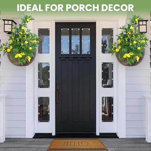 Artificial Hanging Flowers for Outdoors Decoration, 2 Pack Hanging Flowers Daisy Flowers Artificial Bouquet for Wall Home Garden Balcony Yard Front Door Porch Decor