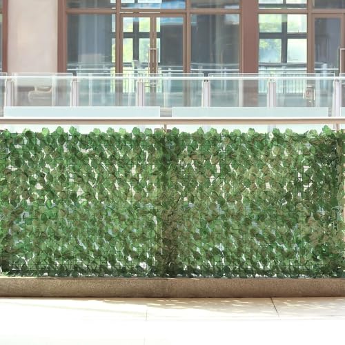 Efavormart 12 Pack Artificial Ivy Privacy Screen Fence Panels - 32 Sq. Ft. Dark Green Faux Leaf Hedge Greenery Wall, UV Protected Garden Privacy Screen & Outdoor Privacy Fence Decor - color: Type1