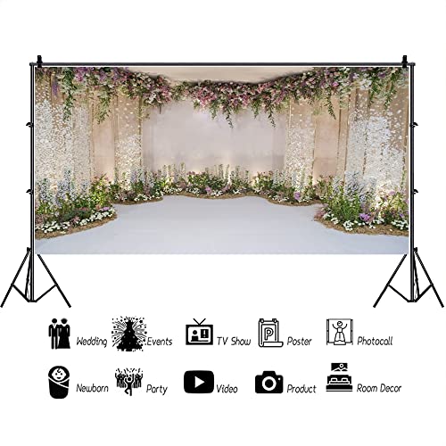 AOFOTO 20x10ft Arch for Wedding Ceremony Backdrop Interior Romantic Flower Canopy Archway Banner Photography Background Bride Girlfriend Lovers Fiancee Nuptial Decoration Studio Props Vinyl Wallpaper - size: 20x10ft