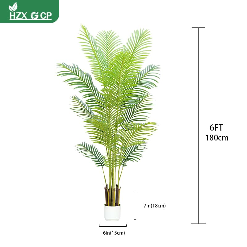 6FT Artificial Palm Tree Indoor with White Pot, Realistic Leaves, 15 Trunks Adjustable Branches, Tall Faux Fake Palm Plant, Ideal for Living Room Bedroom Office Home Interior Aesthetic Decor - color: 6ft Palm Tree