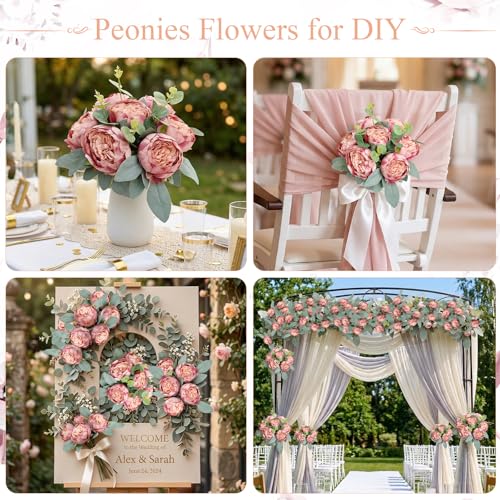 50Pcs Artificial Peonies Flowers, 4’’ Dusty Pink Peonies Fake Flowers Heads for Table, Faux Silk Peony Arrangements for Wedding, Valentine, Engagement, Party, Coffee, Dining Decorations - color: Dusty Pink