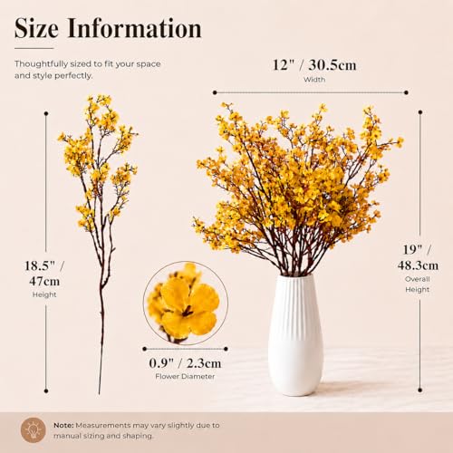 Mandy's 6 Bundles Artificial Dark Yellow Baby’s Breath Flowers | 18.5 Inch Silk Gypsophila European Style Modern Home Decor Centerpiece Neutral Wedding Flower Arrangements - color: Dark Yellow