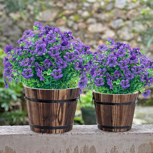 8 Bundles Outdoor Artificial Fake Flowers,UV Resistant Fake Flower No Fade Faux Plants Plastic Flowers for Home Inside and Outside Garden Patio Decor(Purple) - color: Purple, size: 8 Bundles