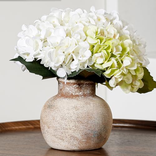 Ceramic Rustic Flower Vase, 5.83 Inch Pottery Modern Vase for Shelf, Tabletop, Vintage Farmhouse Home Decor for Coffee Table, Living Room, Mantle, Fireplace, Entryway - color: Rust 5.83 Inch