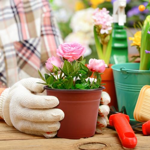 Delxo 100 Pcs 6 Inch Plants Nursery Pots Reusable Plant Seeding Nursery Pot Waterproof Plastic Pots Seed Starting Pots - size: 6 Inch