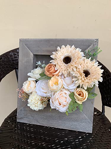 FACINOC Roses Artificial Flowers White Combo Box Set Fake Flower Bulk with Stems for DIY Bridal Wedding Shower Decorations Faux Floral Arrangements for Party Table Centerpieces Home Decor Indoor - color: X(white, Beige, Champagne)