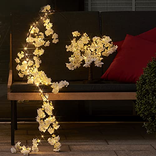 Hairui Lighted White Cherry Blossom Tree Battery Operated 18IN 40 Warm White LED Artifical Bonsai Tree with Timer USB Plug for Wedding Birthday Party Christmas Home Decoration - color: 40l-white