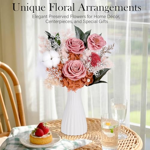 Preserved Bouquet of Flowers - Flesh Forever Flowers for Delivery, Real Eternal Roses Bouquet, Mothers Day Gifts for Mom Grandma Wife, Anniversary Birthday Gifts for Women, Carnation Pink - color: Carnation Pink