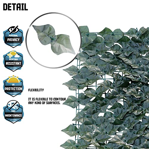TANG 58"x117"-1piece Faux Ivy Privacy Fence Screen Roll, Artificial Leaf Fence Cover for Balcony Outdoor Decor, Fake Greenery Wall for Patio, UV Resistant, Dark Green - color: Dark Green, size: 58"x117"