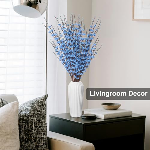 Wootkey 10 Pcs 29.5" Long Jasmine Artificial Flowers Fake Flowers Dry Branches Stem for Home Office DIY Floral Art Plant Wedding Table Centerpieces Party Vase Decoration (Macaron Blue) - color: Macaron Blue, size: 10pcs-29.5''