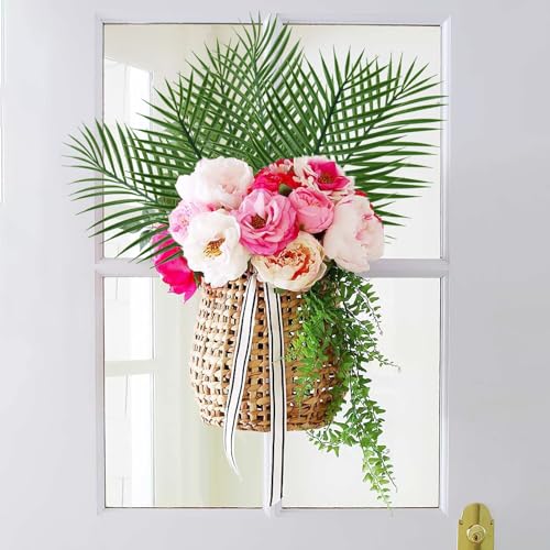 40 Pcs Artificial Palm Leaves, 20.4" Outdoor Faux Palm Fronds Fake Tropical Palm Leaves for Palm Sunday Flower Arrangement Wedding Birthday Party Home Spring Summer Decor - size: 40 Pcs