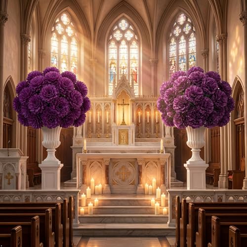 Larksilk 1000 Pack Lavender Carnations Artificial Flowers, Silk Heads - color: Lavender, size: 1000