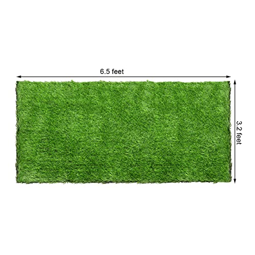 Fasmov Green Artificial Grass Rug Grass Carpet Rug, 3.2' x 6.5' Realistic Fake Grass Deluxe Turf Synthetic Turf Thick Lawn Pet Turf, Indoor/Outdoor Area Rug
