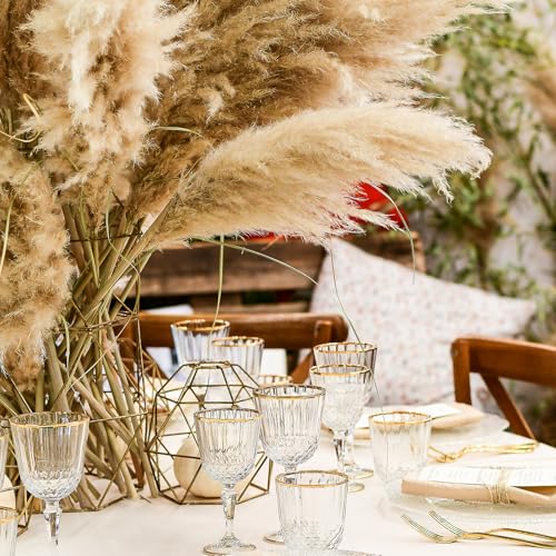 PATIKIL 17 Inch Faux Pampas Grass, 6 Pcs Boho Decor for Home Decoration Artificial Tall Fluffy Stems for Wedding Flower Party Vase Arrangement Centerpieces, Gradient Yellow - color: Yellow