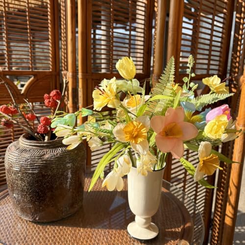 Artificial Wildflowers Bouquet, 8 Bundles Fake Silk Daffodil Flowers Arragement,Sunflowers Colorful Summer Floral Stems for Vases Indoor Outdoor Decor Wedding Centerpieces - color: DAFFODIL
