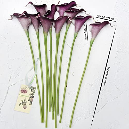 FiveSeasonStuff Real Touch Calla Lily Artificial Flowers Wedding Bridal Bouquet | Floral Arrangements | 15 Calla Lilies (Plum Purple) - color: Plum Purple
