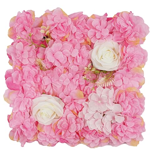 12Pcs Artificial Flower Wall Panel 3D Floral Backdrop Walls15 X 15" Flower Wall Decor Panel Flower Backdrop for Party Home Background Decor, Pink - color: Pink