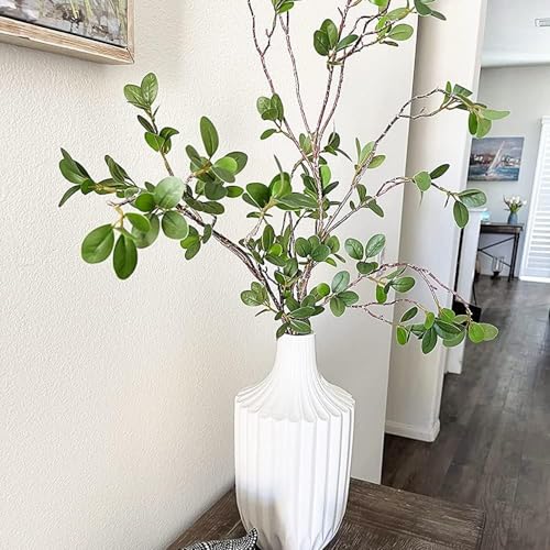 6pcs Artificial Branches Plants Greenery Stems Faux Branches for Vase Plant Artificial Eucalytus Branches Fake Ficus Twig (45"/Each Branch) (6, Green)