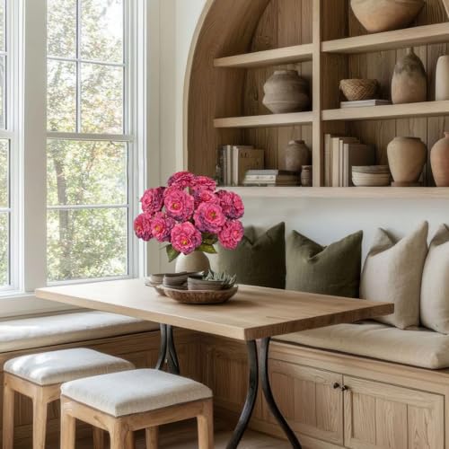 2 Pcs Artificial Flowers Zinnias Silk Flowers with Stems Zinnia Elegans Artificial Flowers for Outdoors Floral Arrangements Table Centerpieces Wedding Party Home Spring Summer Decor Rose Red - color: Rose Red