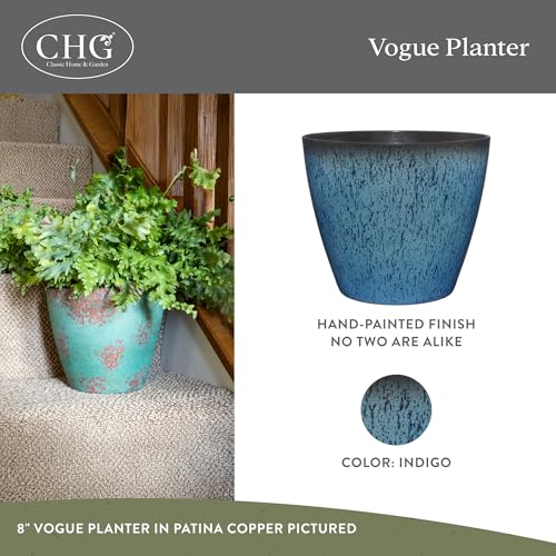 Classic Home and Garden Premiere Collection Planter, Vogue 8", Indigo - color: Indigo