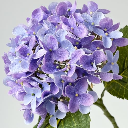 ZYTUYO 4 Pcs Bright Purple Real Touch Hydrangea Artificial Flowers Boho Lifelike Real Looking Latex Hydrangeas Flower with 20'' Long Stem for Indoor Xmas Home Decor Christmas Table Centrepiece - color: Bright Purple