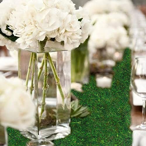 FAICOIA 2 Pcs Floral Moss Roll Rug 4" x 48" Dried Moss Mat for Crafts Table Runner Fairy Gardens Wedding Woodland Decor Preserved Green Moss Sheets for Forest Decoration Carpet Grass Wall 10x120cm - color: 2 Pcs 4 X 48 Inch/10 X 120 Cm