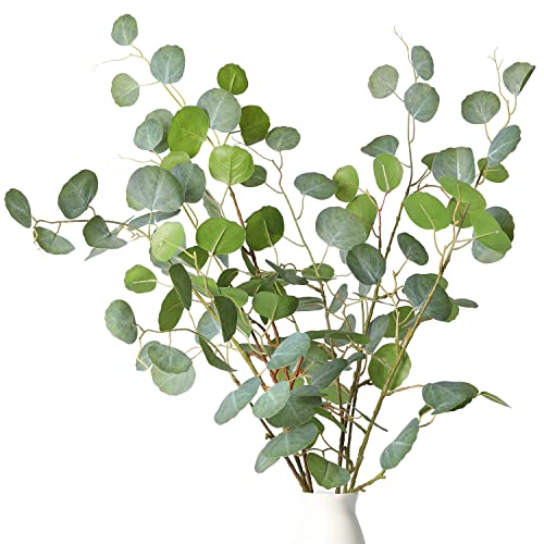 Melorca&Guilla Artificial Plants,3PCS 43.3" Green Large Fake Eucalyptus Faux Branches for Vase,Faux Greenery Stems for Shop Garden Office Home Décor - color: Green Blue Eucalyptus