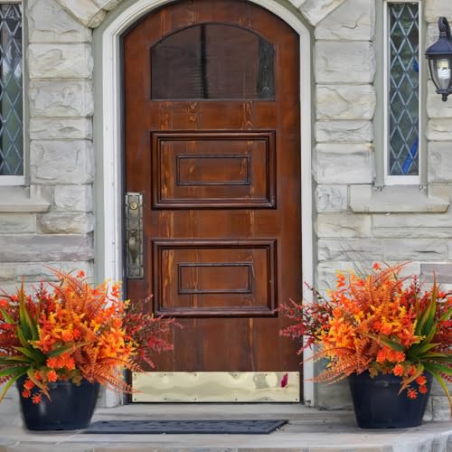Artificial Fall Plants, 10 Bundles Faux Plants Autumn Indoor Outdoor Decoration Fake Plastic Mix Artificial Plant Flowers for Home Thanksgiving Christmas Wedding Party Porch Patio Garden Decor