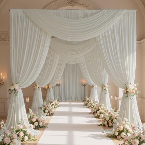 20x10ft Wrinkle Free Ivory Backdrop Curtains for Parties, 4 Panels 5x10ft Silky Polyester Photo Backdrop Drapes Back Drop Cloth Drapery for Wedding Birthday Photography Background - color: Ivory, size: 20ftx10ft