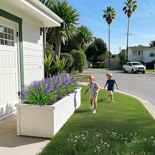 Bassion Artificial Flowers for Outdoors, 24 Bundles Fake Lavender Flowers UV Resistant Plastic Plants Faux Purple Monkey Grass for Home Porch Garden Window Box Indoor Outdoor Decorations - color: Purple, size: 24 Bundles
