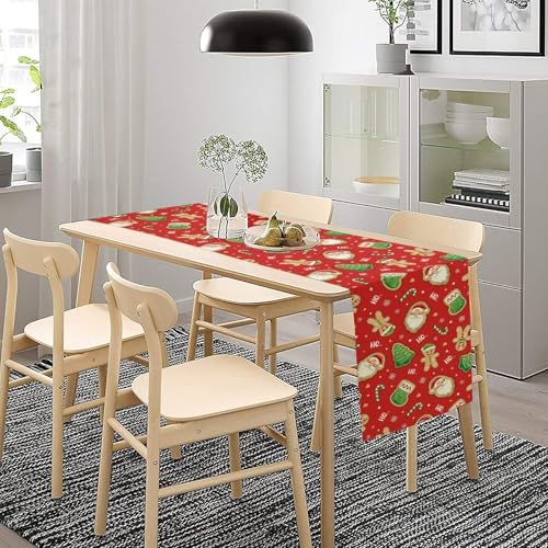 Gingerbread Man Table Runner, Merry Christmas Cute Santa Claus Holiday Table Runner Decoration for Banquet Home Party Kitchen Dining 13x36in - color: Christmas-2, size: 13x36in