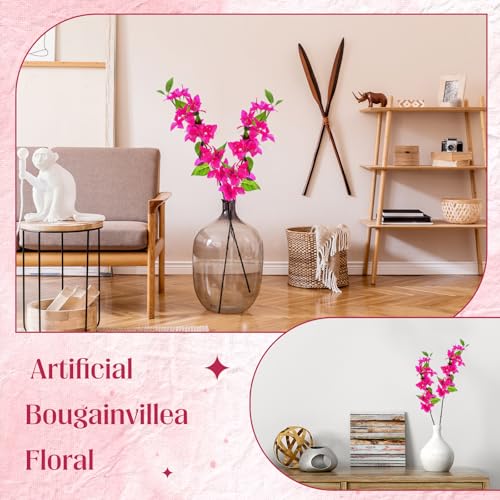 30 Pcs Artificial Faux Bougainvillea Fake Flower Silk Bougainvillea Branches UV Resistant Outdoor Indoor Decoration for Wedding Home Centerpieces Outside Decor (Rose Purple) - color: Rose Purple
