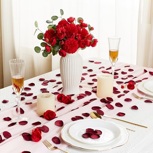 SITUMEIZI 400PCS Fake Rose Petals Artificial Burgundy Silk Flower Petals for Romantic Night for Her Set Valentine's Day, Wedding, Proposal Anniversary Decorations - color: Wine