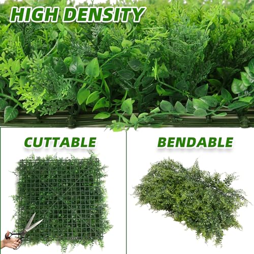 Artificial Grass Wall Panels, 12 Pack 20 x 20 in Faux Boxwood Panels, Privacy Fence Screen and Greenery Wall Backdrop for Indoor Outdoor Decor, Sun Resistant, 33 Sq ft Total