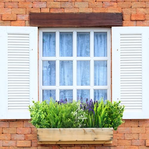 Ceenna 64 Bundles Artificial Plants Fake Bushes Grass Faux UV Resistant Bulk Plastic Shrubs Wheat Grass Flowers Greenery Outdoor for Vases Farmhouse Garden Decor Wedding Window Hanging Basket