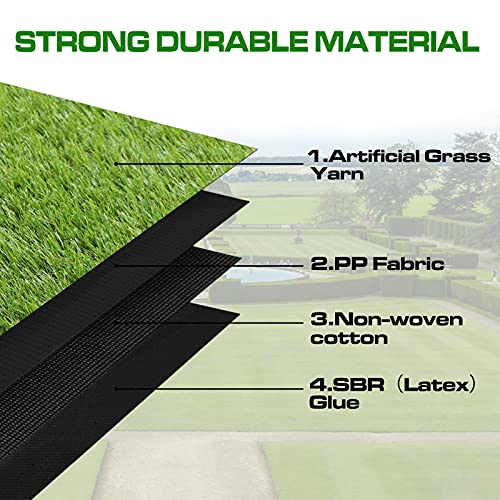 XLX TURF Realistic Artificial Grass Outdoor Rug - 3 FT x 3 FT Thick & Pets Friendly Fake Grass Mats for Dogs Potty with Drainage Hole - 25mm/1inch Pile Height - size: 3' x 3' (Square)