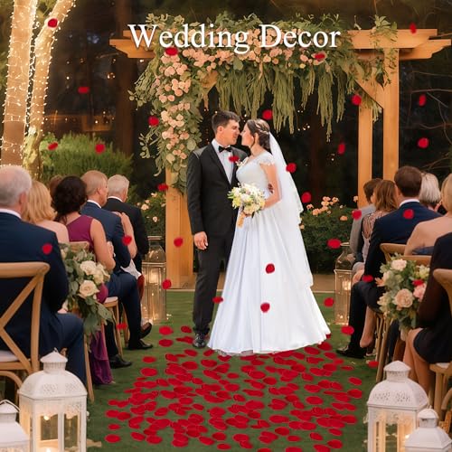 SITUMEIZI 400PCS Fake Red Rose Petals Artificial Silk Flower Red Petals for Wedding for Her Set Romantic Night, Valentine's Day, Proposal Anniversary Decorations - color: Red