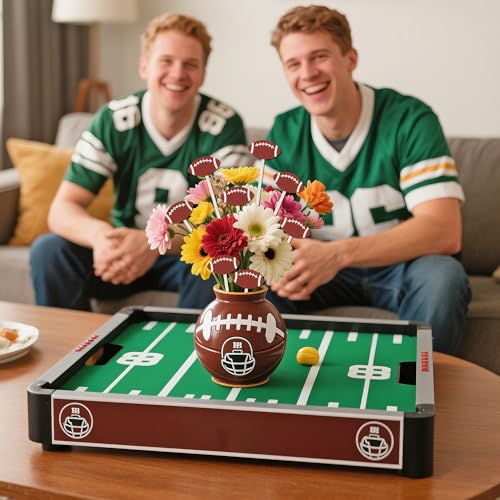 TICIAGA Football Floral Wooden Picks - 14PCS Double-Sided Football Flower Decorative Picks for Vase Filler Decorations, Rugby Ball Flower Arrangements for Sport Theme Birthday Party Centerpiece Decor - color: Football