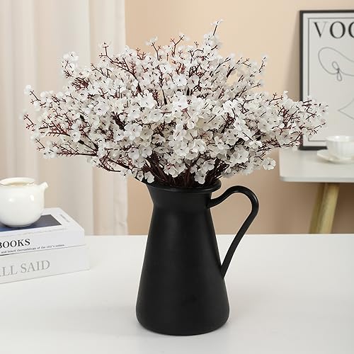 6PCS Artificial Baby Breath Flowers Fake Silk Real Touch DIY Floral Bouquets Decor Wedding Party Decoration Arrangements(White) - color: White
