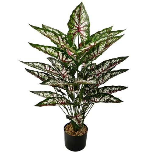 Aglaonema Plant with Variegated Green and Red Leaves, Fake Tree Leaf Simulation Flower Bonsai for Party Decoration Artificial Plants Floor Home Room Decor Ornament (Green Red No Flowerpot, 85cm) - color: Green Red No Flowerpot, size: 85cm