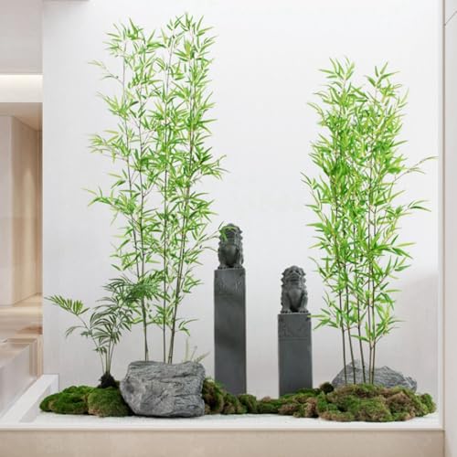 Indoor Outdoor Artificial Fake Bamboo Tree Privacy Fence,DIY Decor Screen Fake Bamboo Silk Faux Tree Plant,Faux Bamboo Greenery Wall,Outdoor Artificial Fake Bamboo 3.3,3.9,4.9,5.9,6.5ft Tall(20 Bamboo - color: 20 Bamboo, size: 1.2m/3.9ft tall