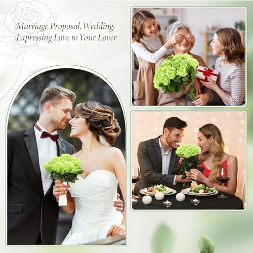 Hotop 20 Pcs Artificial Rose Flowers with Long Stem,Real Lifelike Silk Realistic Plastic Bouquet Roses Bulk for Home Decor Bridal Wedding Party Table Centerpieces Decorations(Green) - color: Green