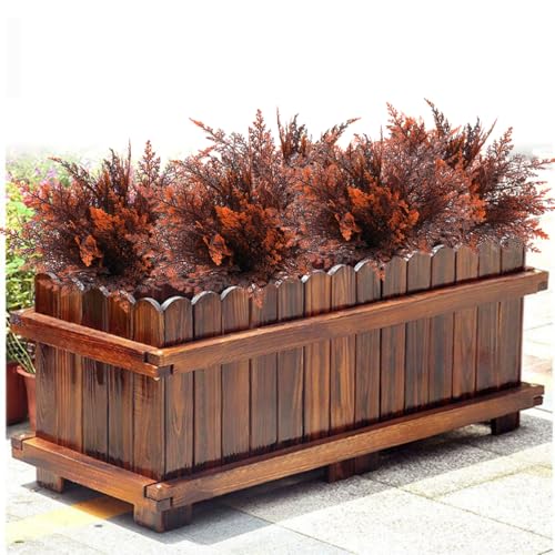 Artificial Ferns Shrubs Bushes, Faux Fern Leaves Plastic Plants Fake Boston Grass for Wedding Bouquet Indoor Outdoor Home Garden Verandah Kitchen Table Centerpieces Arrangements Decoration Red 8 Pack - color: Boston Fern - Red - 8 Pack