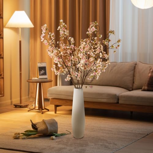 6 Pcs Artificial Cherry Blossom Flower Branches, Realistic Long Stem Silk Cherry Blossom Tree Stems Faux Cherry Flowers Vase Arrangements for Wedding Home Party Garden Decor (Pink) - color: Pink