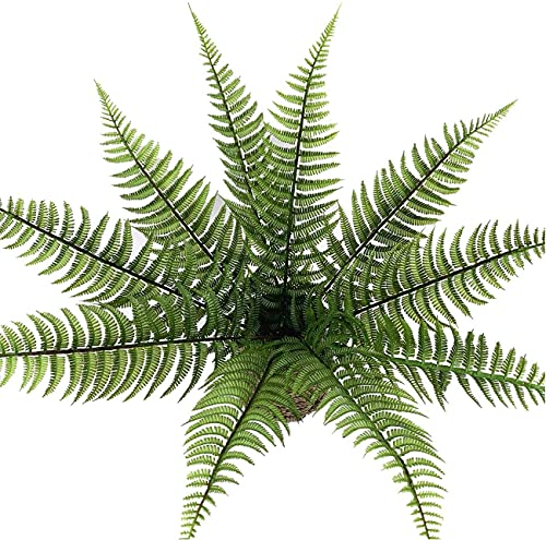 PASYOU Artificial Foliage Plants, Fake Plastic Grass Faux Shrubs Simulation Fern Leaf Real Decoration for Indoor Outdoor Home Decor Garden Party Balcony Patio Planter Filler DIY - Ferns Leaves 10 Pcs - color: Fern Leaves - 10 Pcs